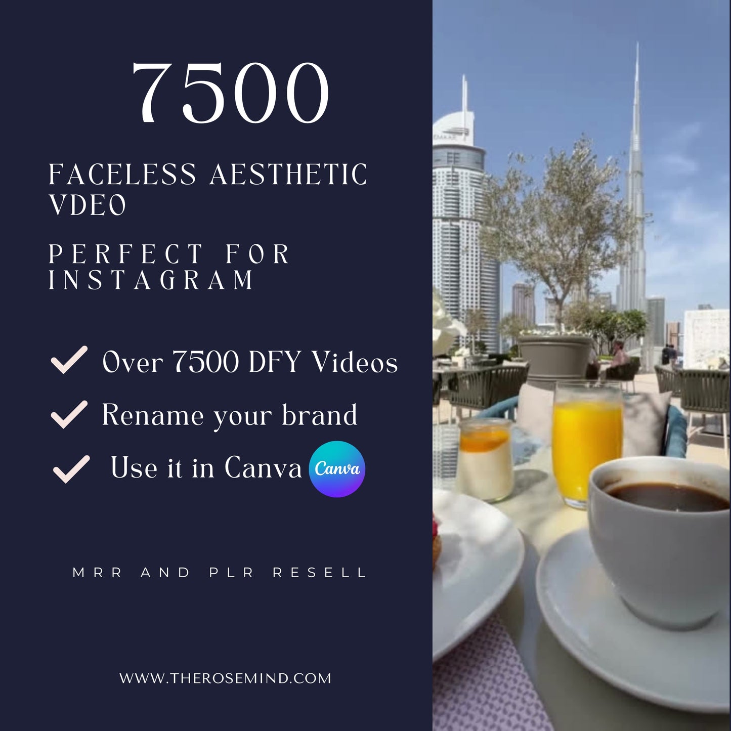 7500 Aesthetic Faceless Video Reels, Story MRR & PLR resell, dfy digital products, Email, Social Media, DFY, Instagram.